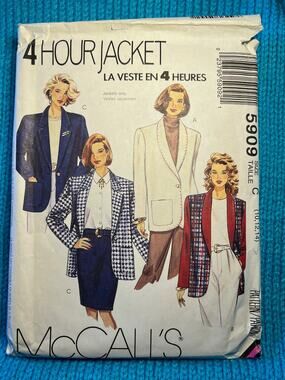 McCalls 5909 boxy blazer boyfriend 1980s pattern size 10 12 14